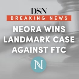 Image of a gavel and the words “DSN Breaking News Neora Wins Landmark Case Against FTC