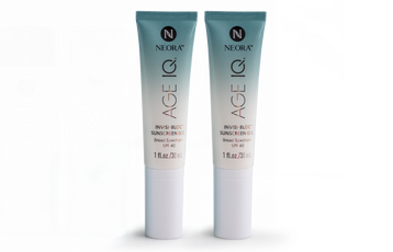 Two tubes of Neora's Invisi-Bloc SPF40.