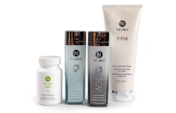 The Icon Collection containing Neora EHT, Age IQ Day & Night Creams, and a Firm Body Contour Cream.