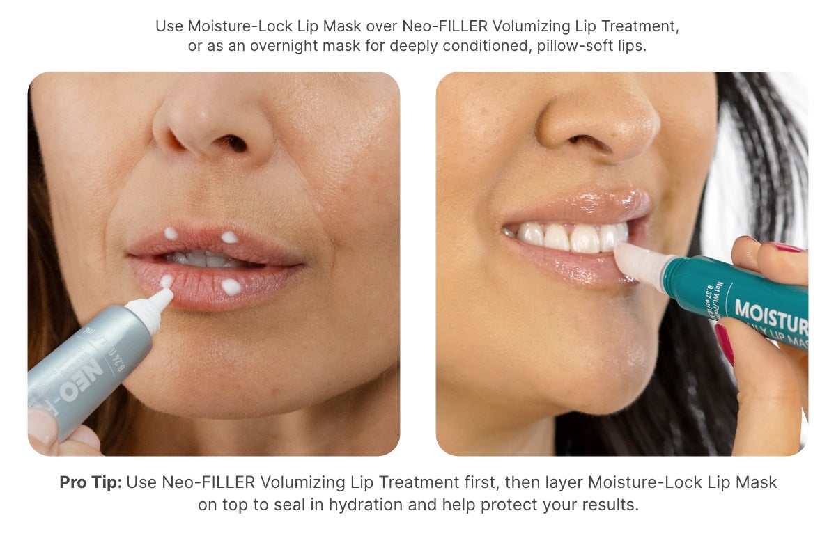 A woman applying the Ultimate Volumizing Lip Care System to her lips.