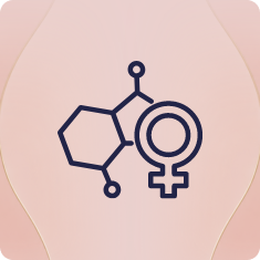 An icon of a female symbol and molecule.