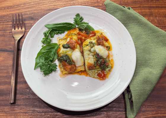 Pesto and Sausage Zucchini Involtini 