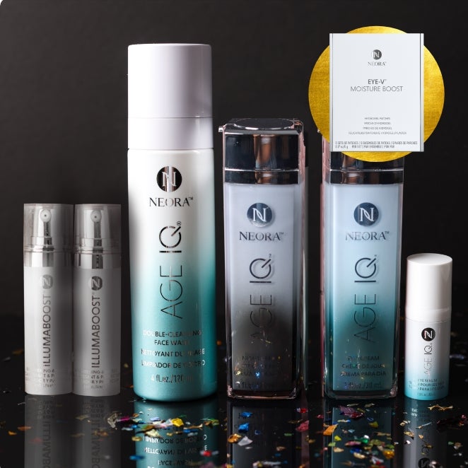 Save 20% plus get Free Eye Patches and Free Shipping with Advanced Skincare Set which includes Age IQ® Day Cream, Age IQ® Night Cream, Age IQ® Double-Cleansing Face Wash, Age IQ® Eye Serum, and IllumaBoost® Brightening Vitamin C Seru